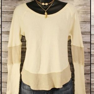 Free People Waffle Thermal Long Sleeved Shirt